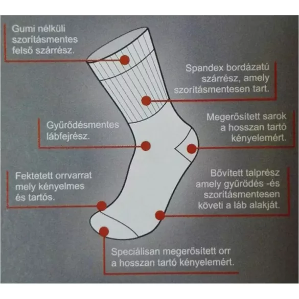 Herbert Szorításmentes Gyógy Bokazokni - Fekete 44-46